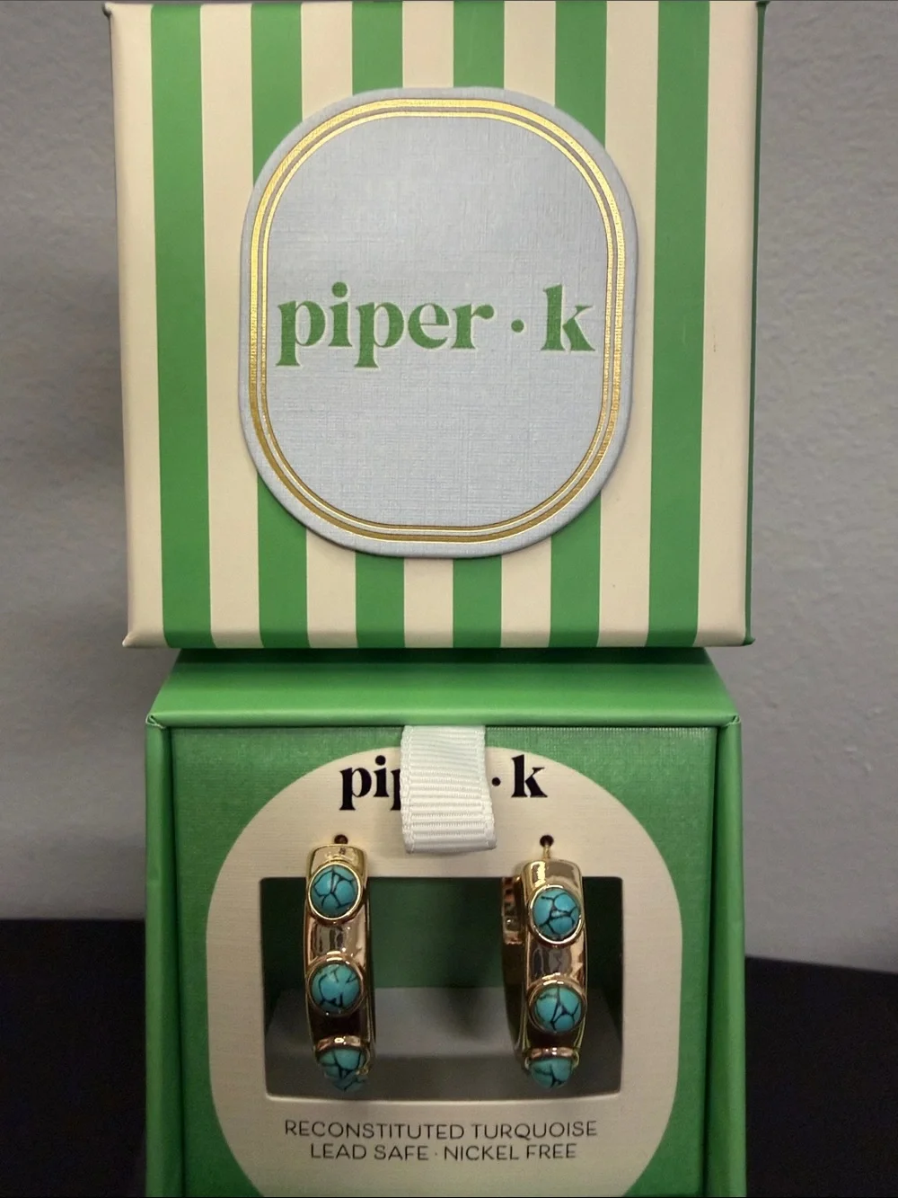 Piper K | Reconstituted Turquoise Gold Hoop Earrings Coastal Cowgirl Vibe